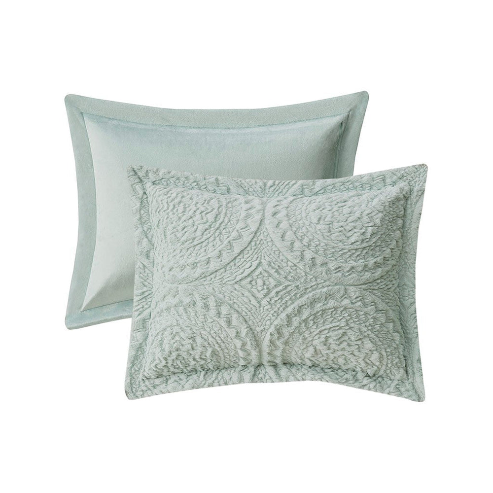 Full/Queen Embroidered Medallion Faux Fur Ultra Plush Comforter Mini Set Media 3