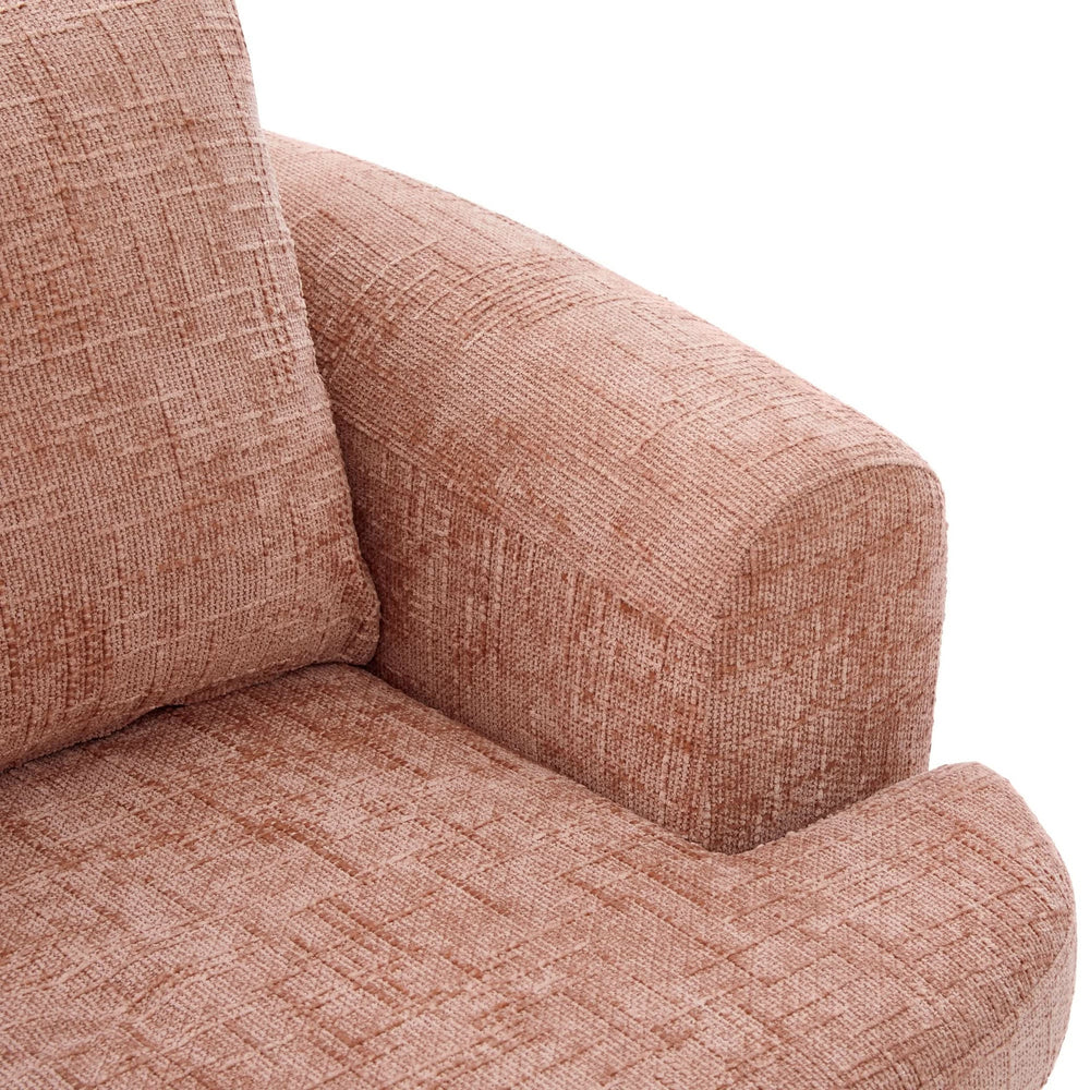 360 Degree Swivel Chair Chenille Pink Dual Layer Cushion Living Room Decor Accent Seating Home Media 15