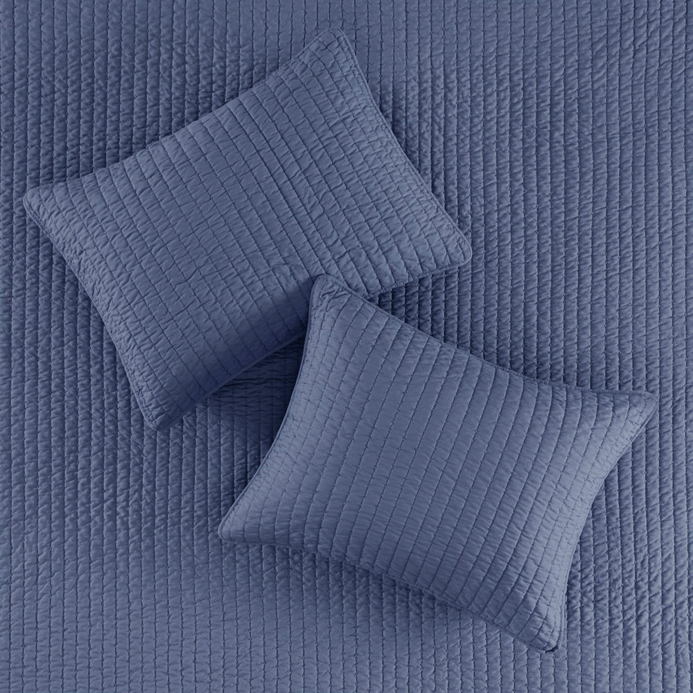 3 Piece Quilt Set Navy Full/Queen Media 10