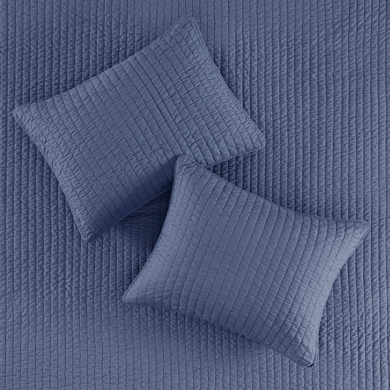 3 Piece Quilt Set Navy Full/Queen