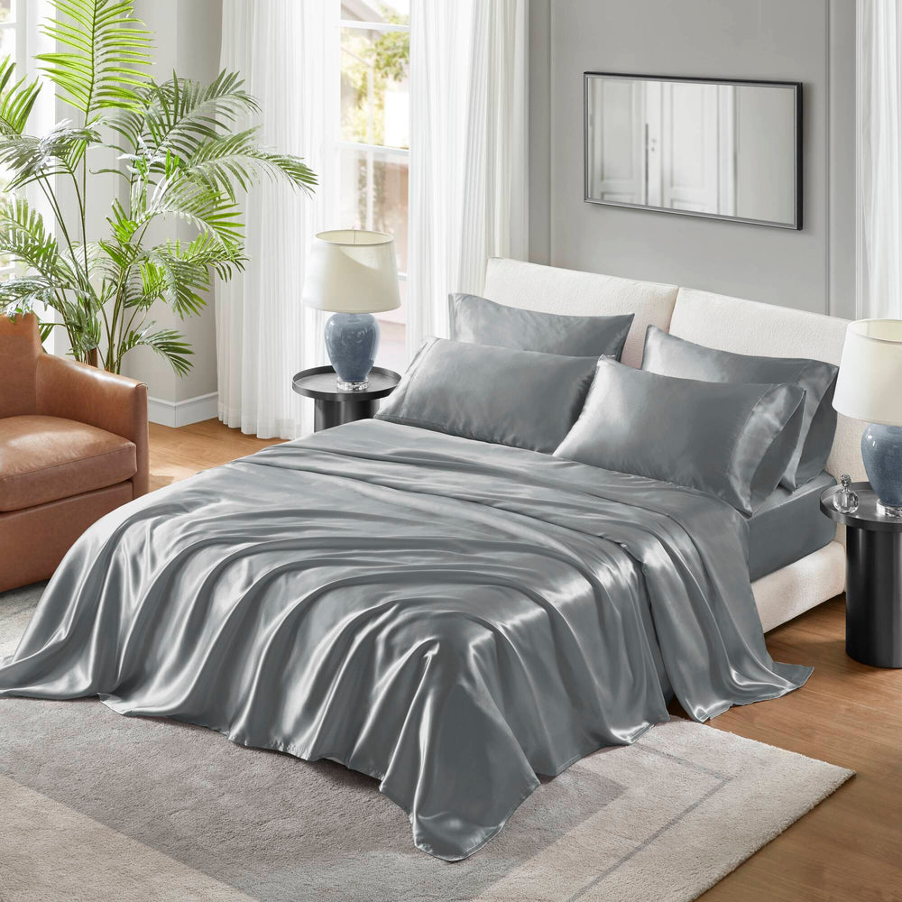 4 PCS Twin Luxury Sheet Set Grey Media 2