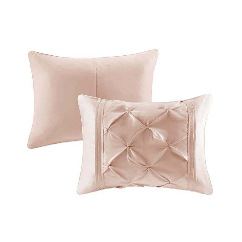 7-Piece 100% Polyester Pieced Pleated Tufted Comforter Set