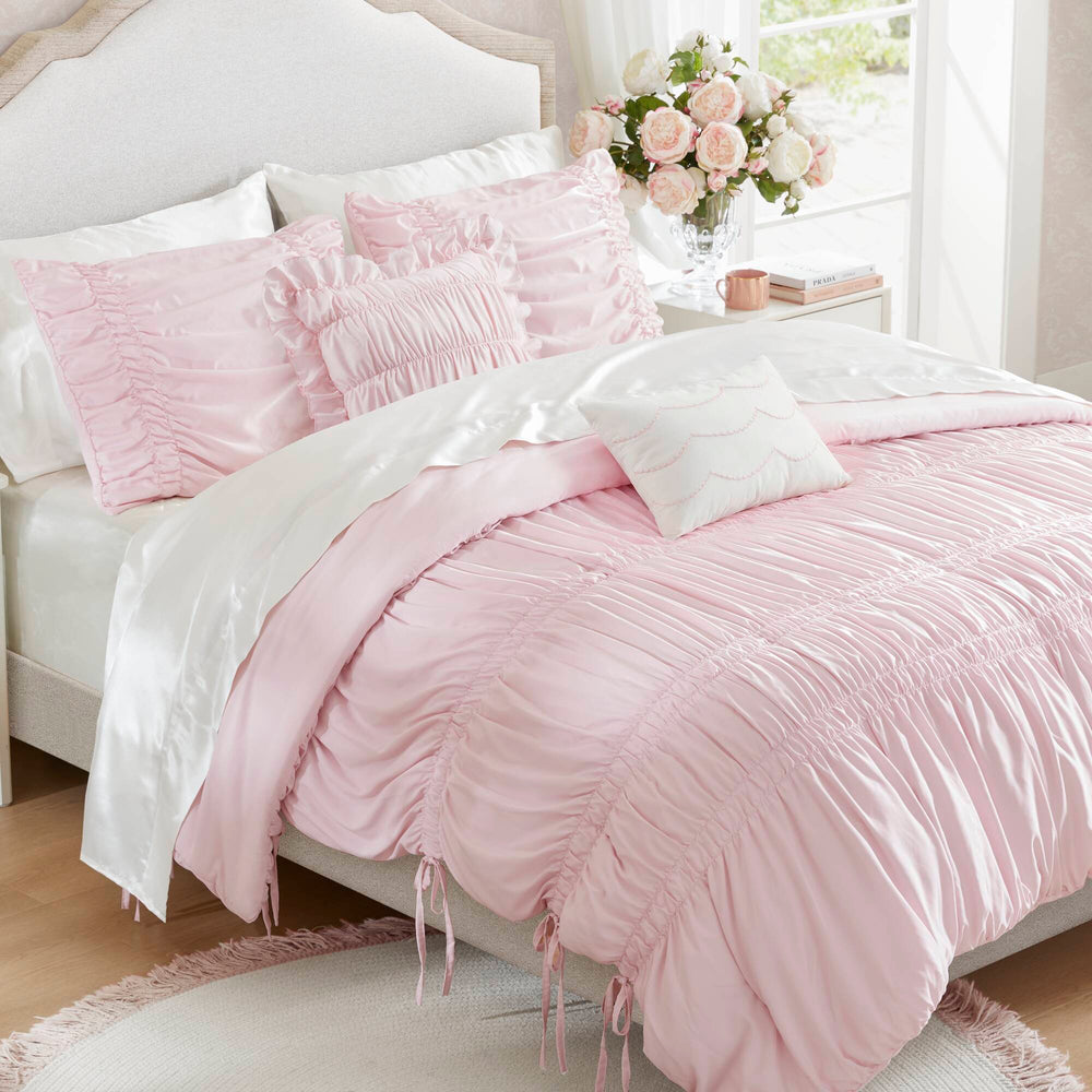 5 Pieces Full/Queen Comforter Set,Pink Media 19