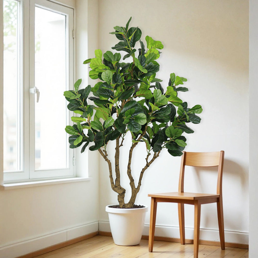 7FT Tall Artificial Banyan Tree Silk Plant – Large Faux Greenery with Natural Look Leaves for Indoor Outdoor Home Office Decoration, Potted Fake Tree, 1pc/set Media 9