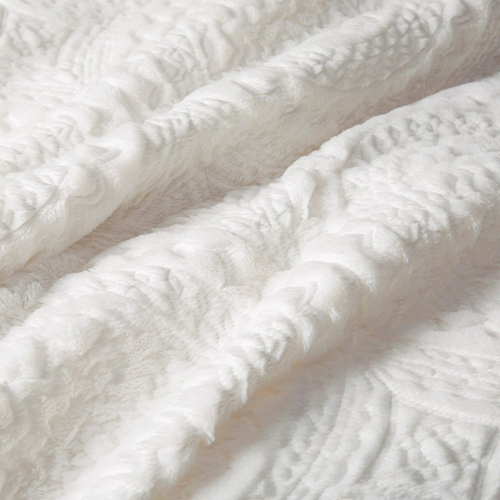 Twin Embroidered Medallion Faux Fur Ultra Plush Comforter Mini Set Media 6