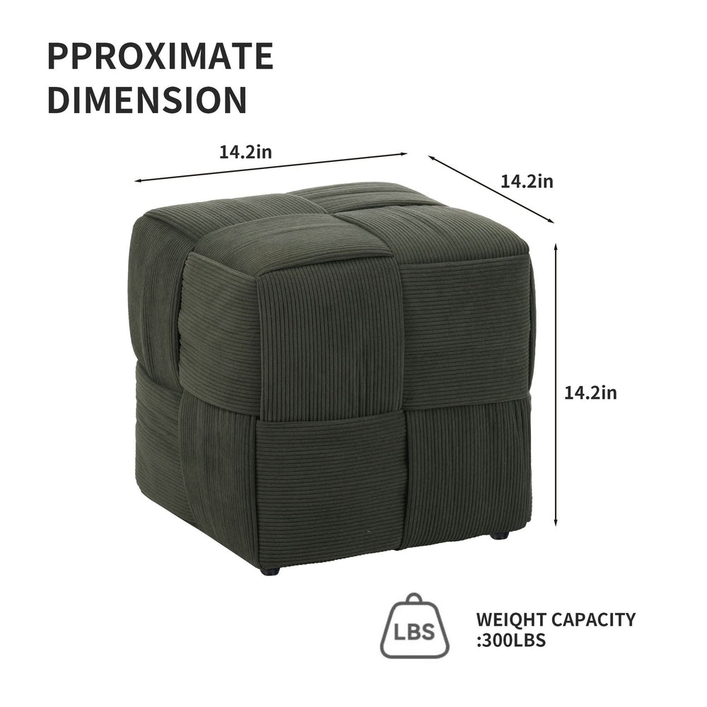 Ottoman Foot Rest Corduroy Green Square Stool For Living Room & Sofa Use Home Furniture Media 3