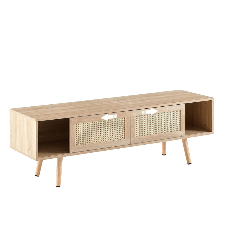 TV Cabinet Solid Wood With Adjustable Shelf For Living Room Use 55 Inch Length