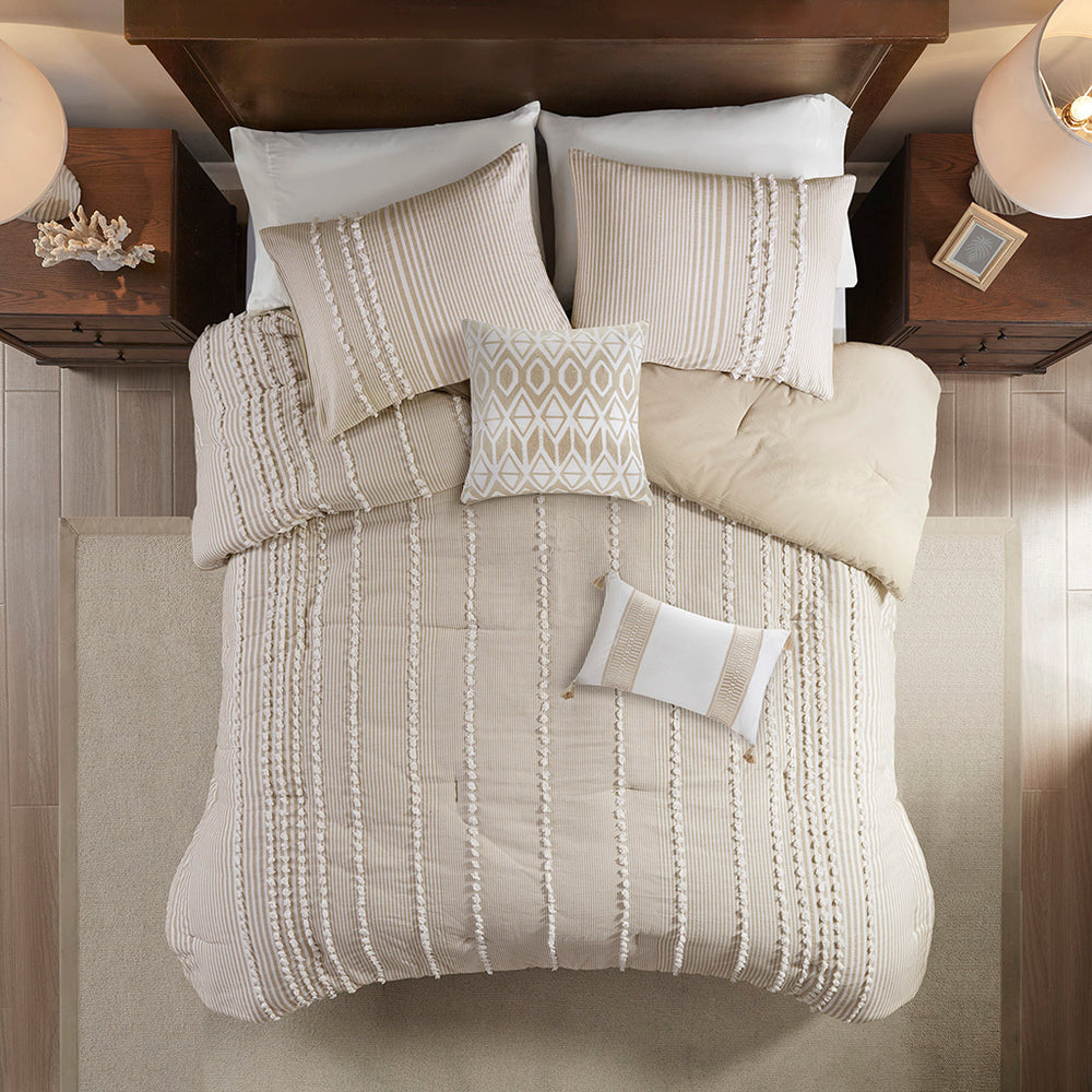 Full/Queen 3 Piece Cotton Yarn Dyed Comforter Set Media 8
