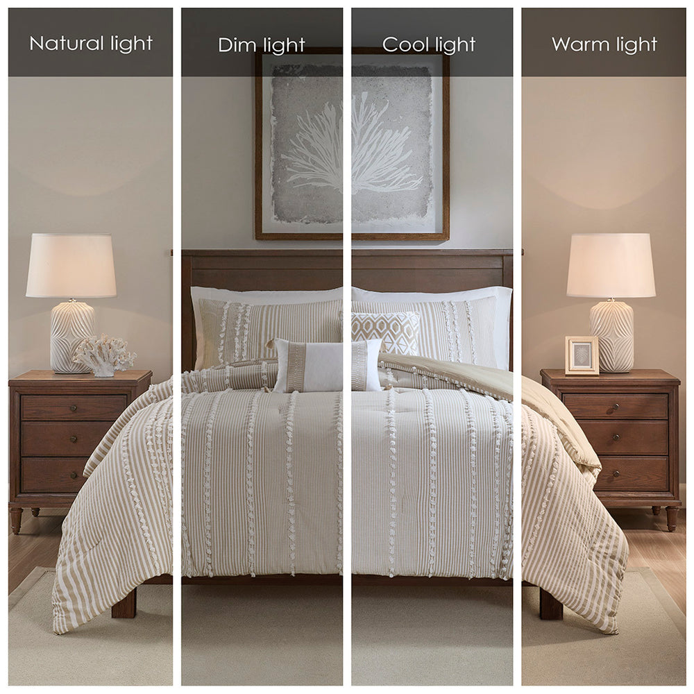 King 3 Piece Cotton Yarn Dyed Comforter Set Media 3