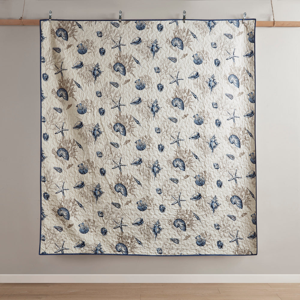 Brushed   Quilt Set with Throw Pillows Blue Full/Queen Media 9