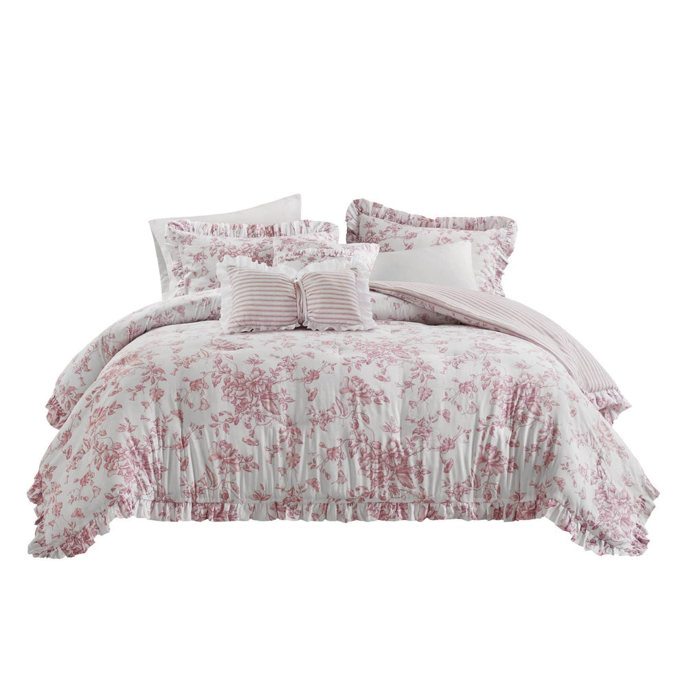 4 Pieces Twin/Twin XL Comforter Set with Decorative Pillows,Pink Media 8