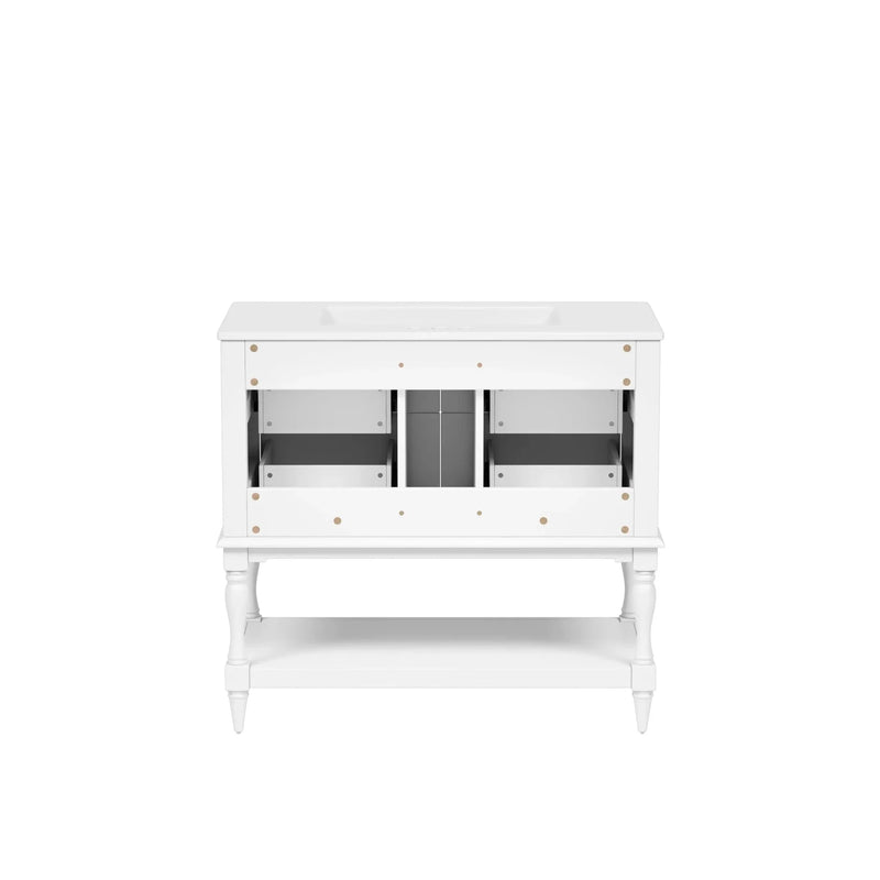 Bathroom Vanity Cabinet Ceramic Undermount Sink White Finish Modern