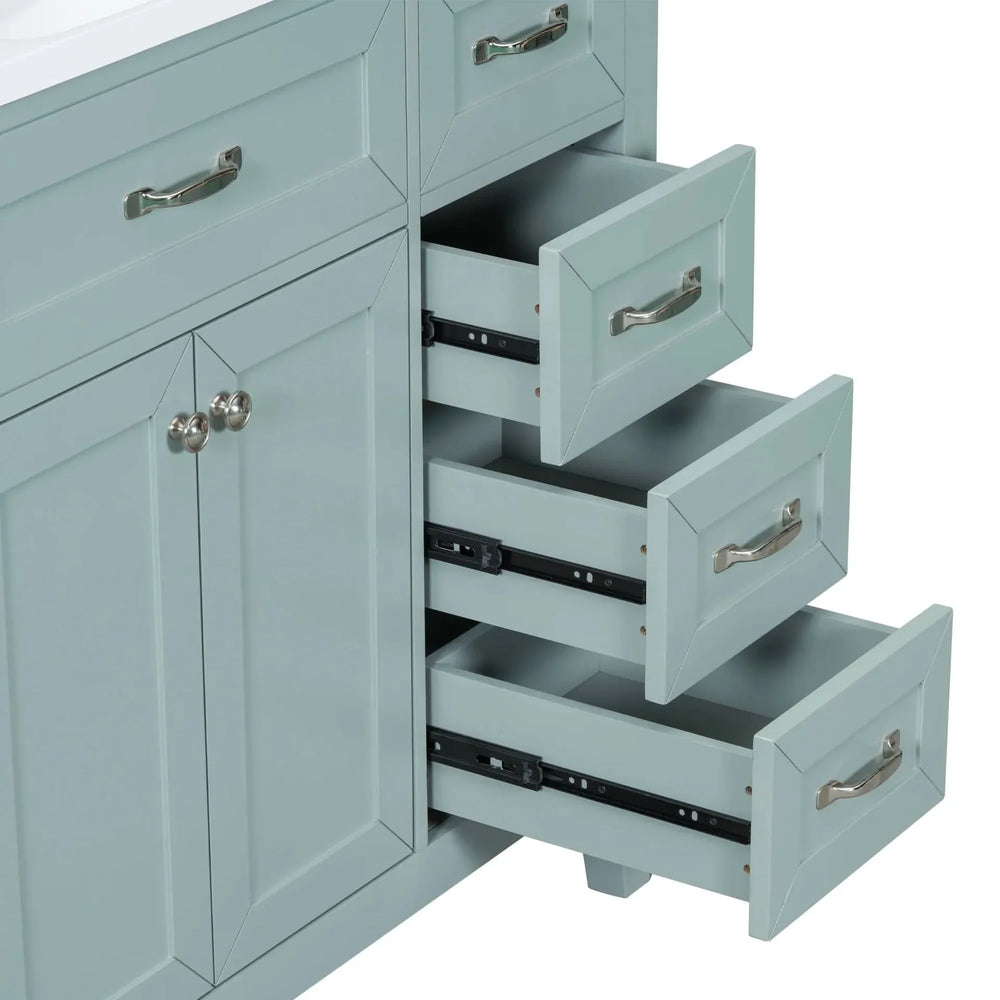 Bathroom Vanity Solid Wood With Sink Green 36 Inch Wide Cabinet Storage Media 18