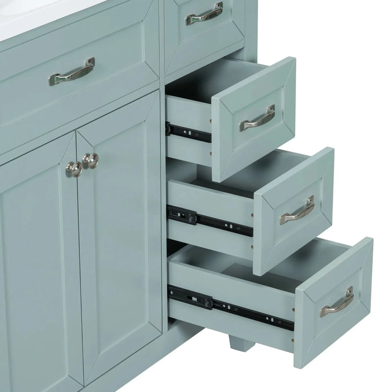 Bathroom Vanity Solid Wood With Sink Green 36 Inch Wide Cabinet Storage