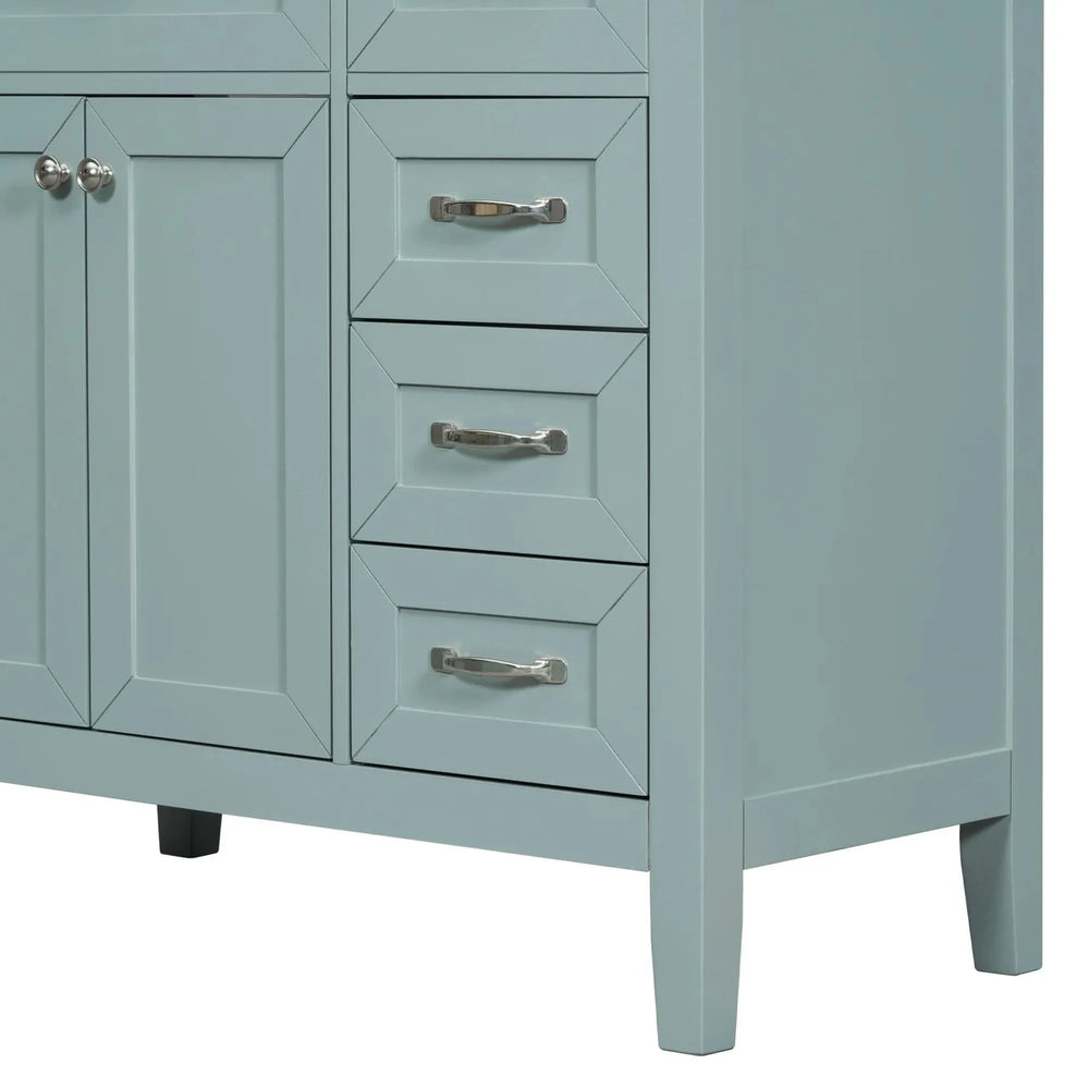 Bathroom Vanity Solid Wood With Sink Green 36 Inch Wide Cabinet Storage Media 16