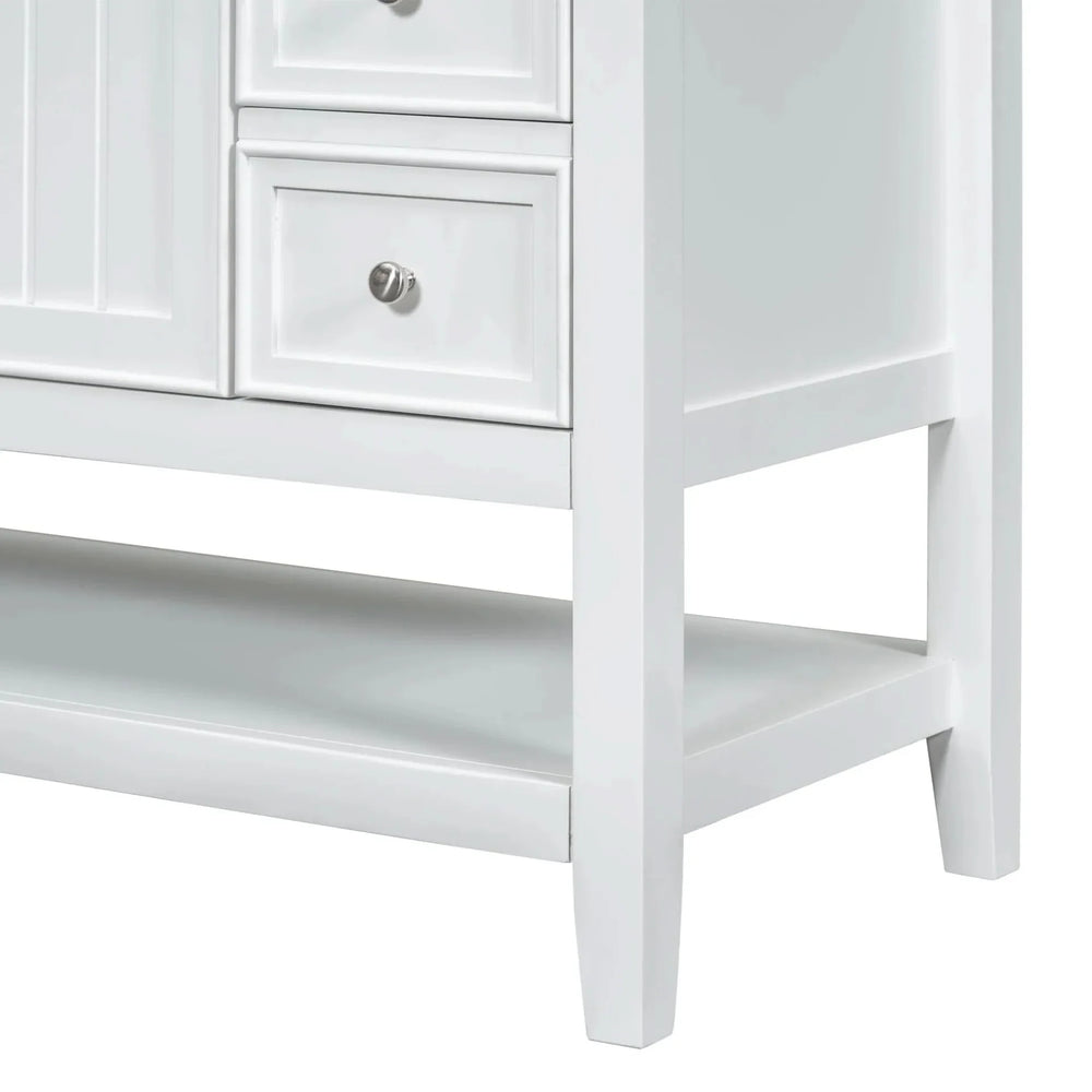 Bathroom Vanity With Sink 36 Inch Solid Wood White Cabinet & Drawers Media 27