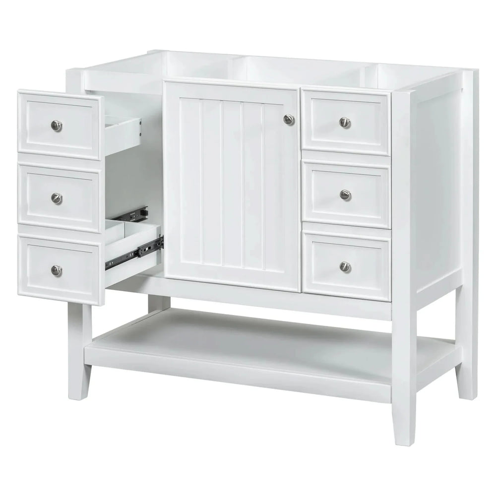Bathroom Vanity With Sink 36 Inch Solid Wood White Cabinet & Drawers Media 25