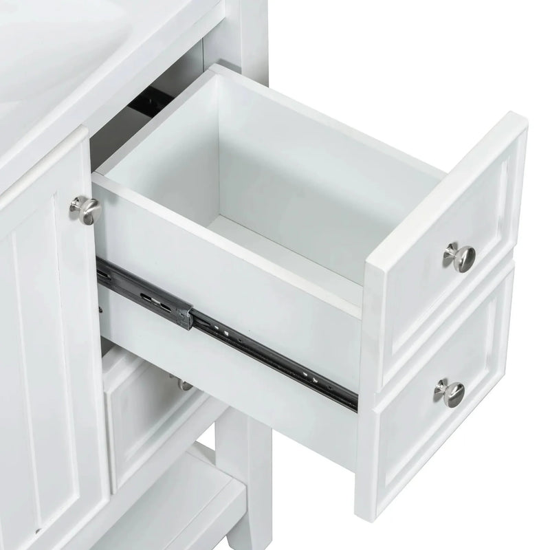 Bathroom Vanity With Sink 36 Inch Solid Wood White Cabinet & Drawers