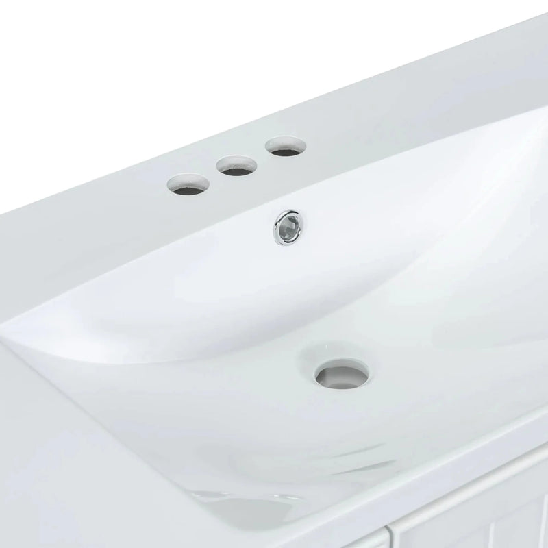 Bathroom Vanity With Sink 36 Inch Solid Wood White Cabinet & Drawers