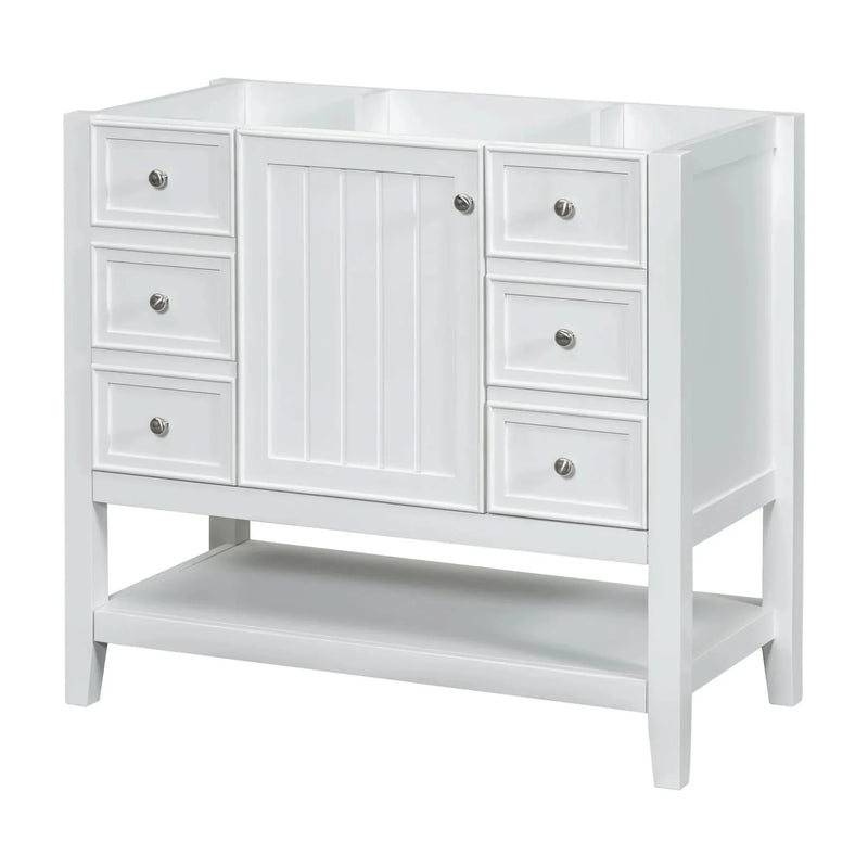 Bathroom Vanity With Sink 36 Inch Solid Wood White Cabinet & Drawers