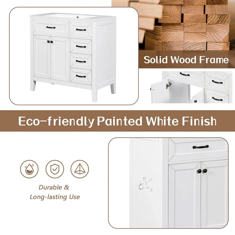 Bathroom Vanity Base 36 Inch Solid Wood With Drawers Cabinet Base