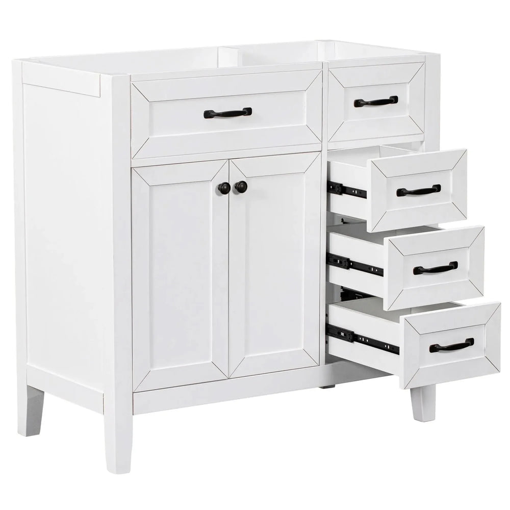 36' Bathroom Vanity without Sink, Cabinet Base Only, Bathroom Cabinet with Drawers, Solid Frame and MDF Board, White - DTY Store