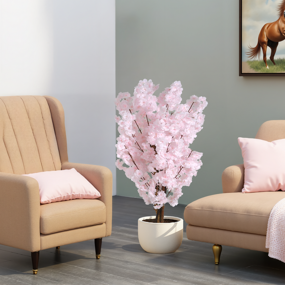 43' Artificial Cherry Blossom Tree with Black Plastic Pot