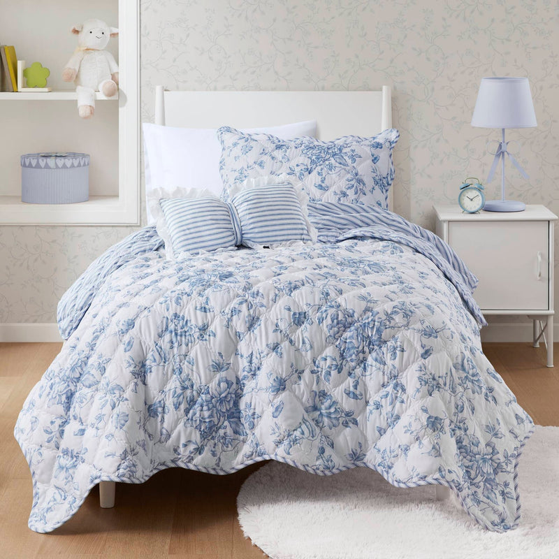 3 Pieces Twin/Twin XL Quilt Set with Decorative Pillow,Blue