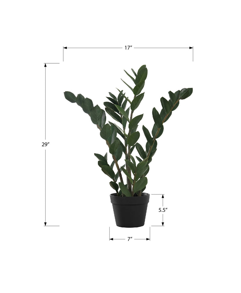 Artificial Plant, 29' Tall, Zz Tree, Indoor, Faux, Fake, Floor, Greenery, Potted, Real Touch, Decorative, Green Leaves, Black Pot
