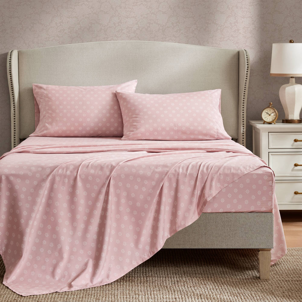 7-Piece Queen 7 Piece Vin -inspired Collection floral print,Pink Media 16
