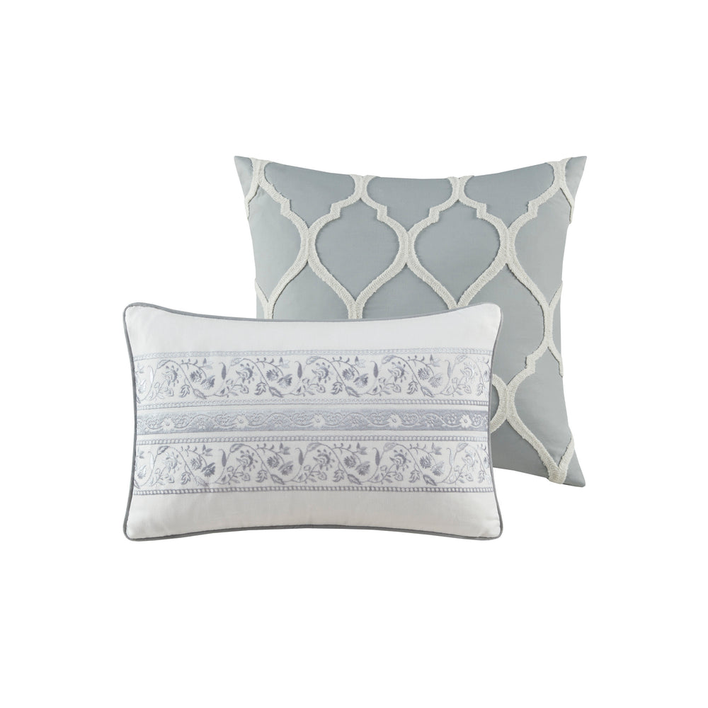 6 Piece Cotton Comforter Set Grey Cal King Media 9