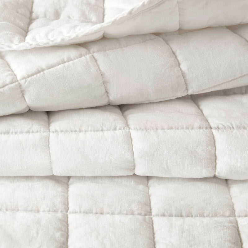 3-Piece Full/Queen Linen Garment Washed Quilt Set,White