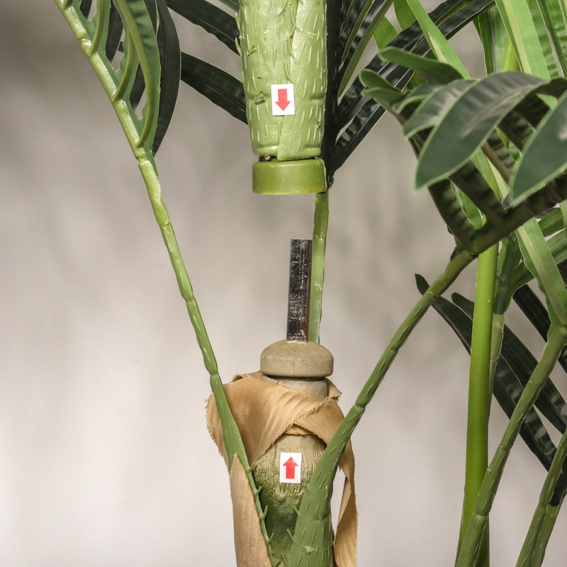 5FT Golden Cane Artificial Palm Tree with Black Plastic Pot, Tropical Fake Plant for Indoor Outdoor Decoration, Faux Palm, 1pc/set