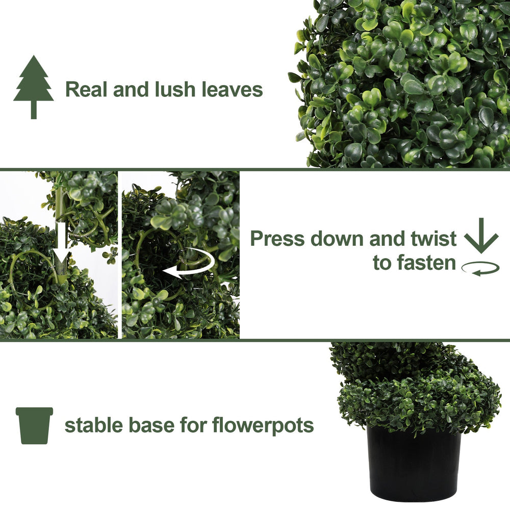 7FT Spiral Topiary Trees Artificial Outdoor Faux Boxwood Plants Large Twisted Green Potted Trees with Dark Green Leaves for Garden Front Porch Patio Planter Decoration, 1pc/set Media 6