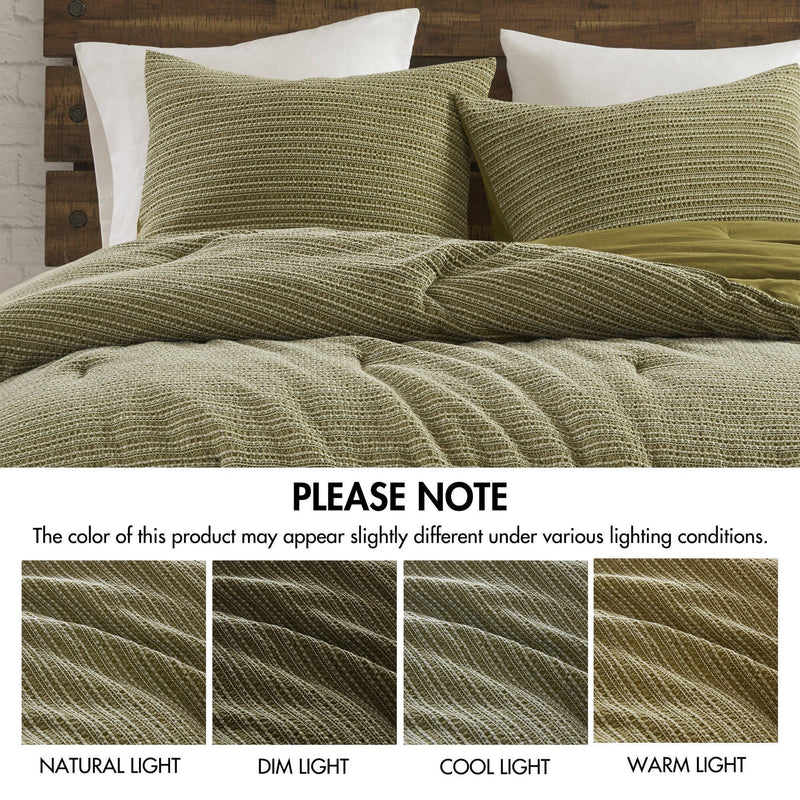 3PCS King/Cal King Waffle Washed Comforter Set