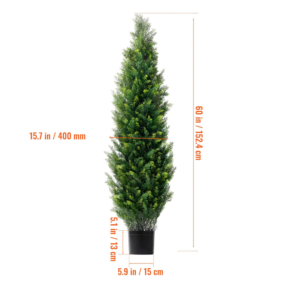2 Pack 5' Artificial Cedar Topiary Tree Faux Plant UV Decor In/Outdoor Media 8