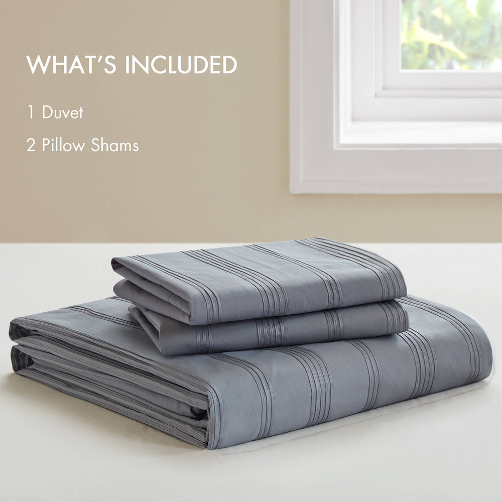 3-Piece King Woven Striped Duvet Set Media 3