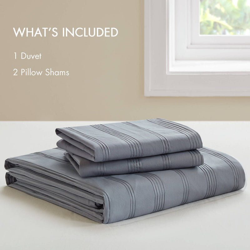 3-Piece Queen Woven Striped Duvet Set