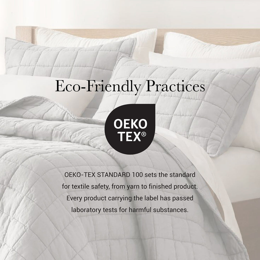3-Piece King/Cal King Linen Garment Washed Quilt Set,Gray Media 4