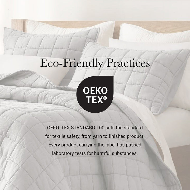 3-Piece King/Cal King Linen Garment Washed Quilt Set,Gray