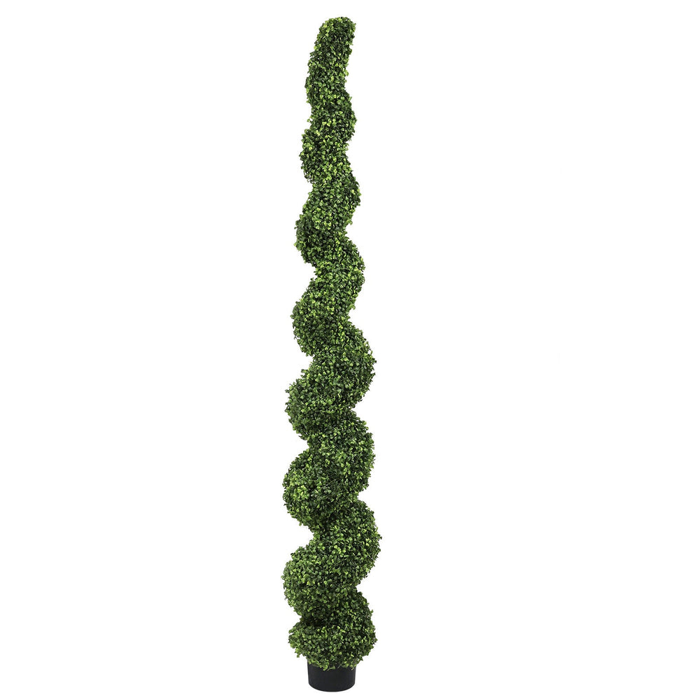 7FT Spiral Topiary Trees Artificial Outdoor Faux Boxwood Plants Large Twisted Green Potted Trees with Light Green Leaves for Garden Front Porch Patio Planter Decoration, 1pc/set Media 2