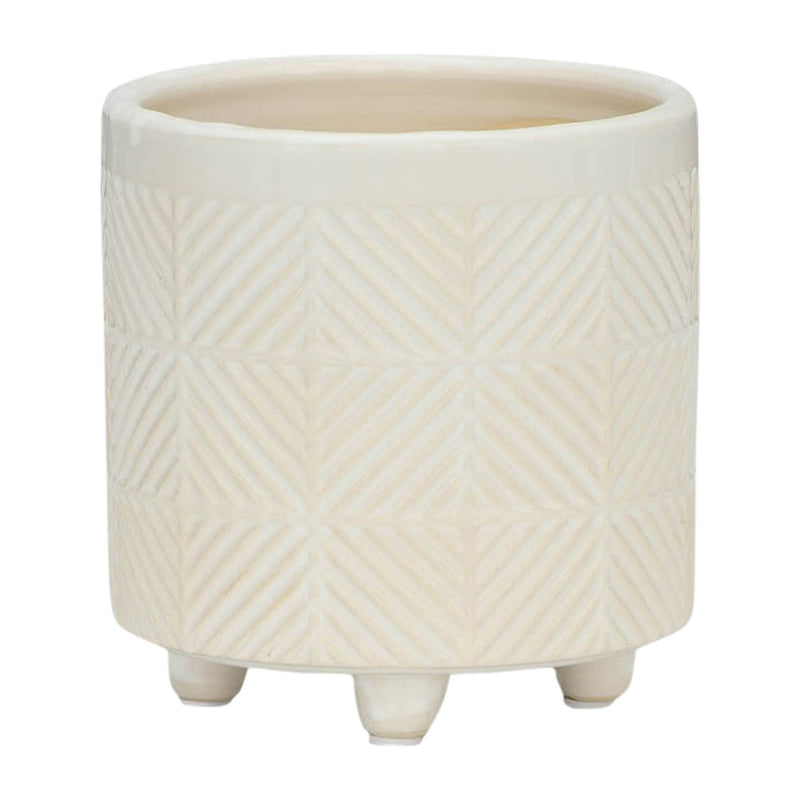 S/2 6/8' TEXTURED PLANTERS, SHINY WHITE