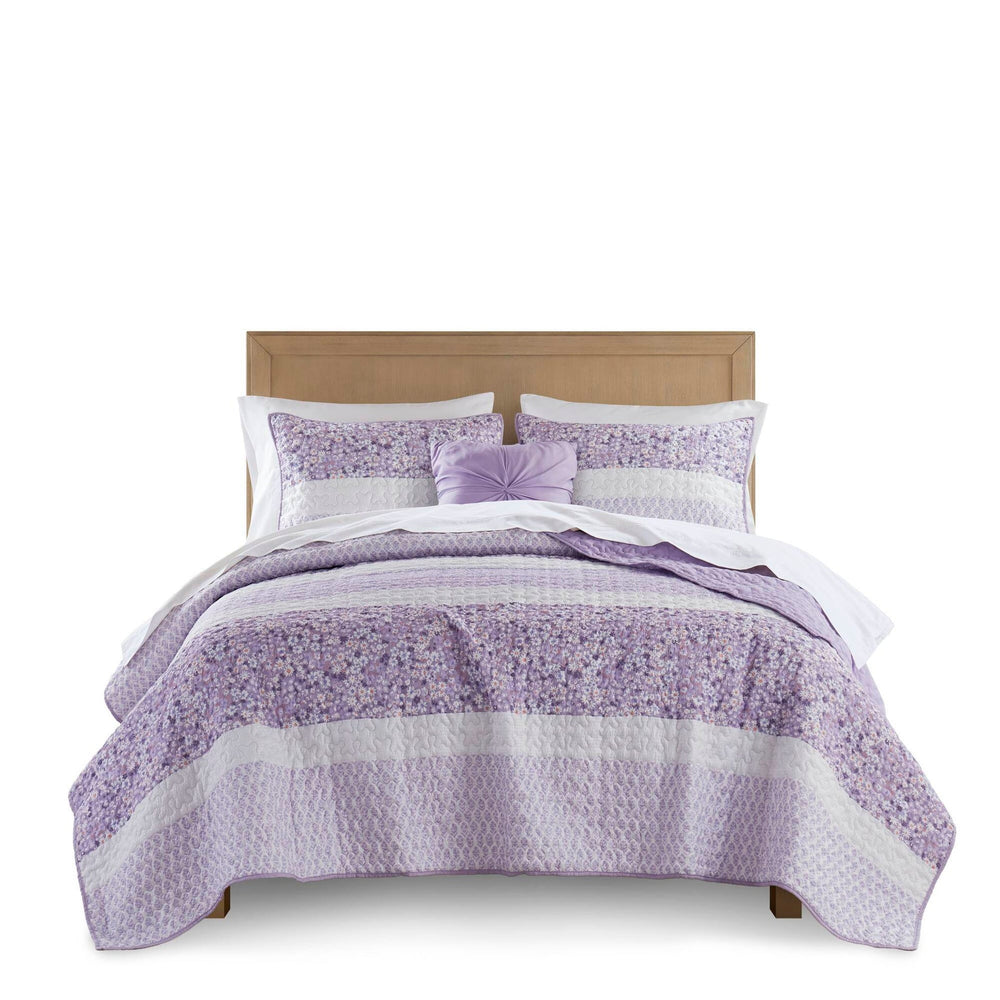 4 PCS King/Cal King Seersucker Quilt Set with Throw Media 5