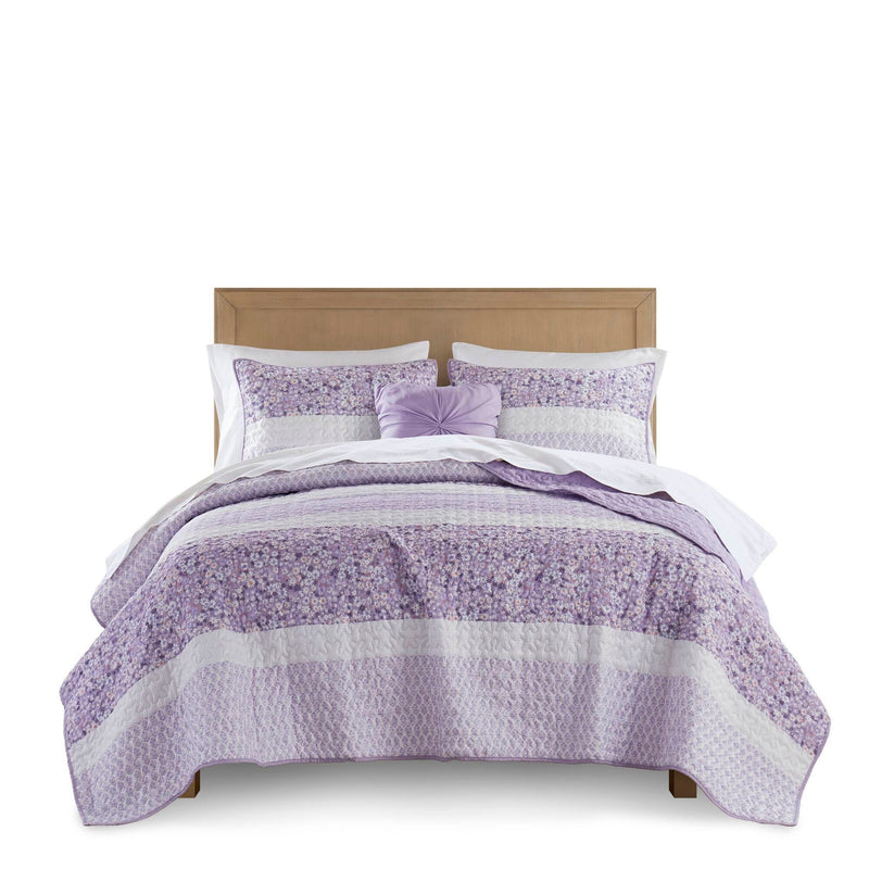 4 PCS Full/Queen Seersucker Quilt Set with Throw