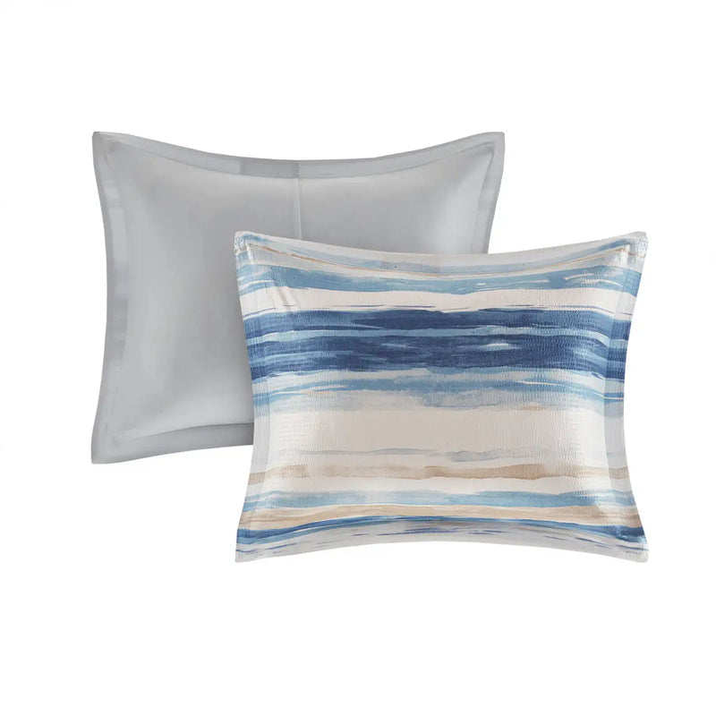 8 Piece Printed Seersucker Comforter and Quilt Set Collection
