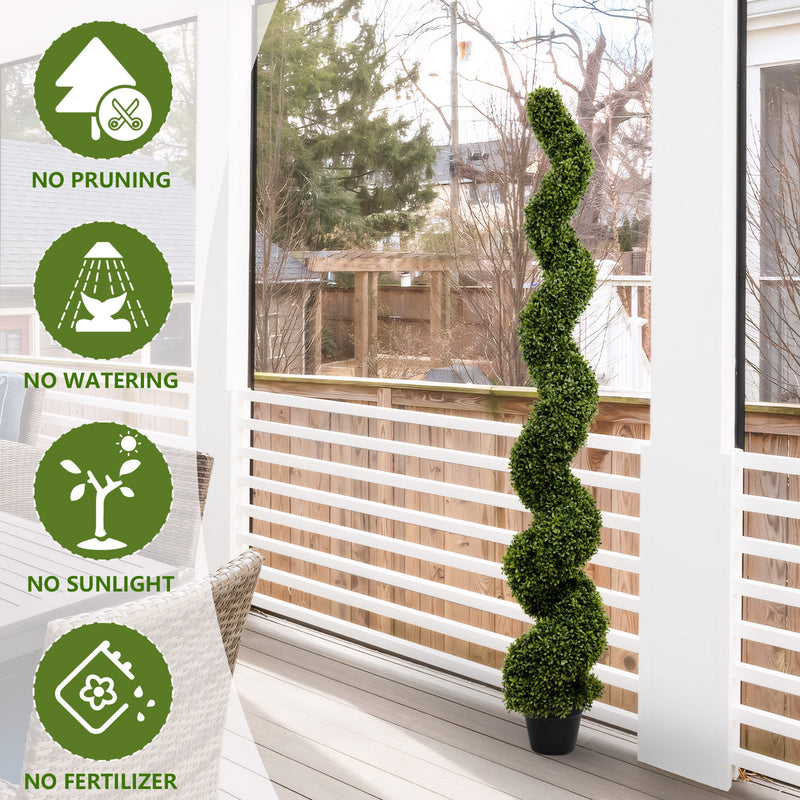 Artificial Outdoor UV Resistant Plastic Boxwood Topiary Spiral Tree 180cm Set of 2