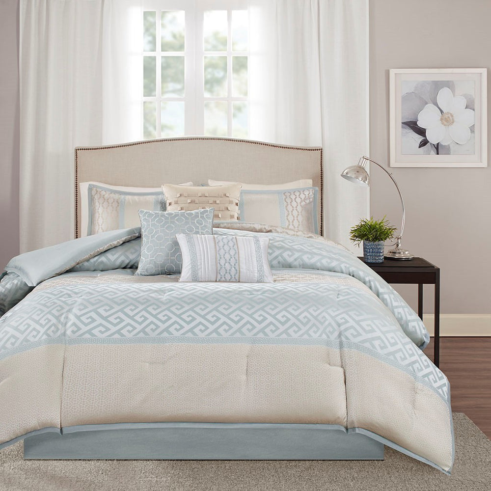7 Piece Comforter Set Aqua King Media 2
