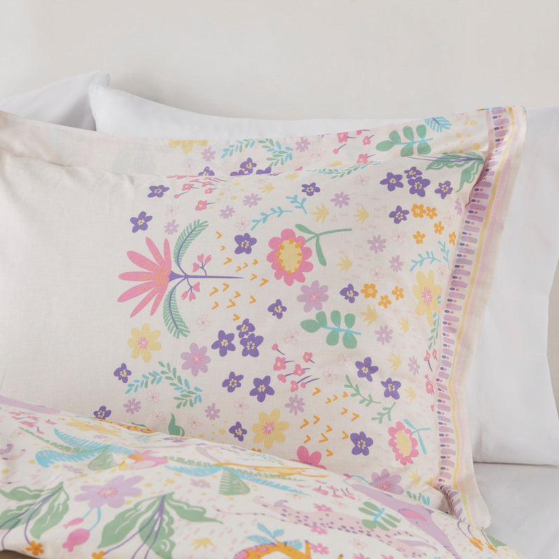 Full/Queen Floral Reversible Cotton Duvet Cover Set with Throw Pillow