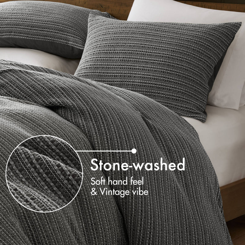 3PCS Waffle Washed Duvet Set