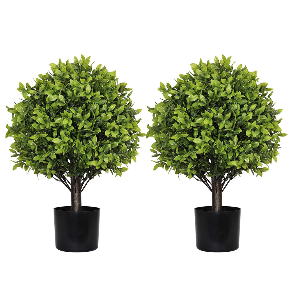 22in Artificial Boxwood Topiary Ball Trees in Pots for Indoor Outdoor Home Garden Decor 2pcs/set Media 1